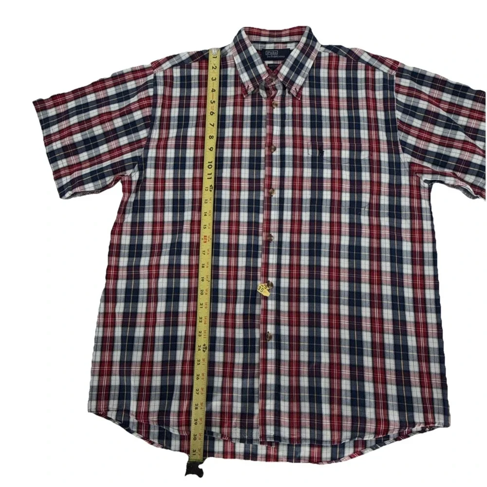 Vtg Polo Ralph Lauren Shirt Mens XXL Plaid Button Down Pocket Pony 90s Pony